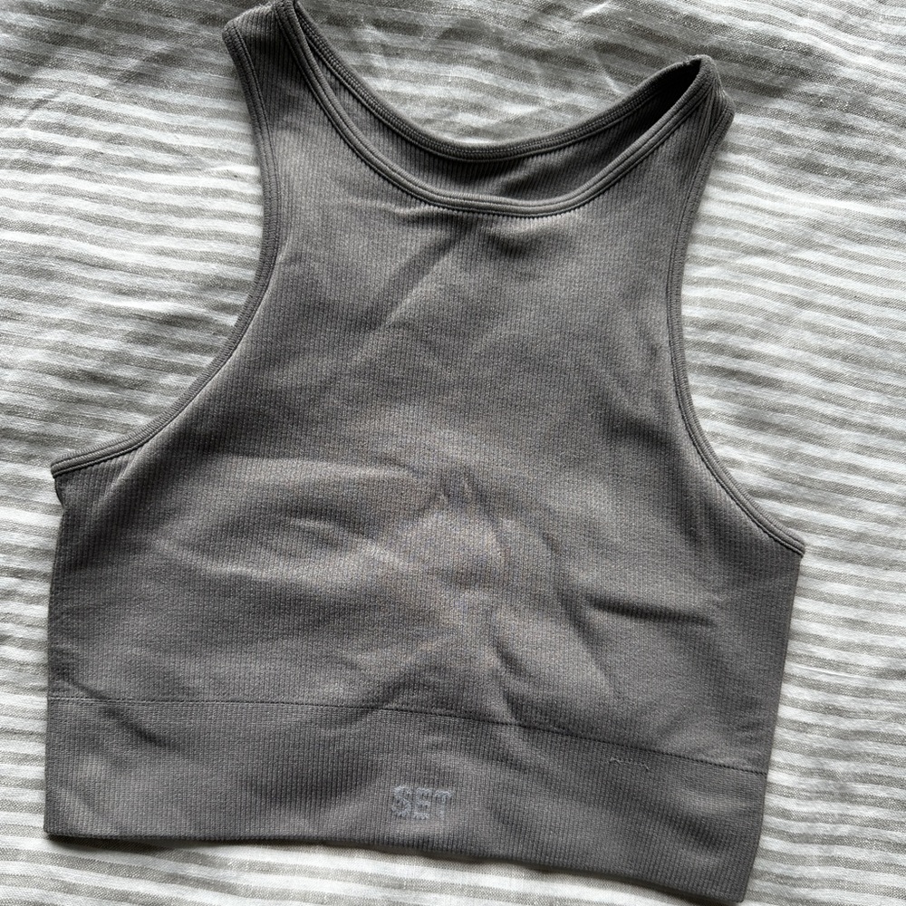 Set Active Ribbed High Neck Bra in Pluto